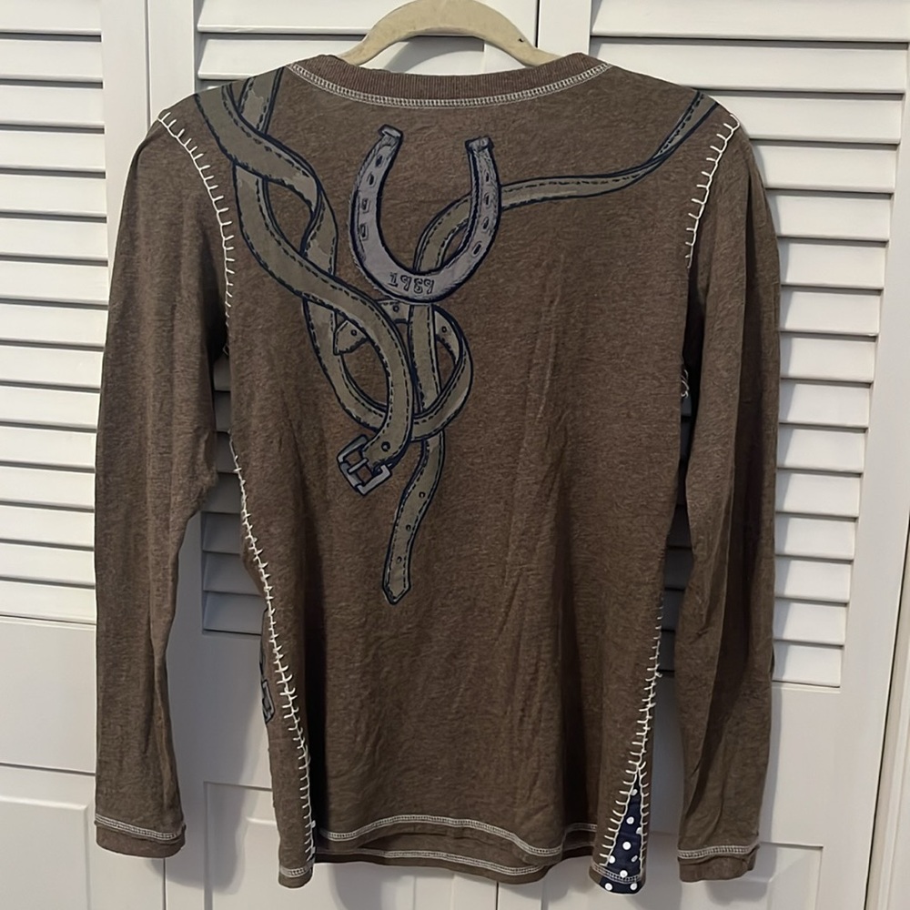 Double d ranchwear long sleeve brown tee - Picture 2 of 9
